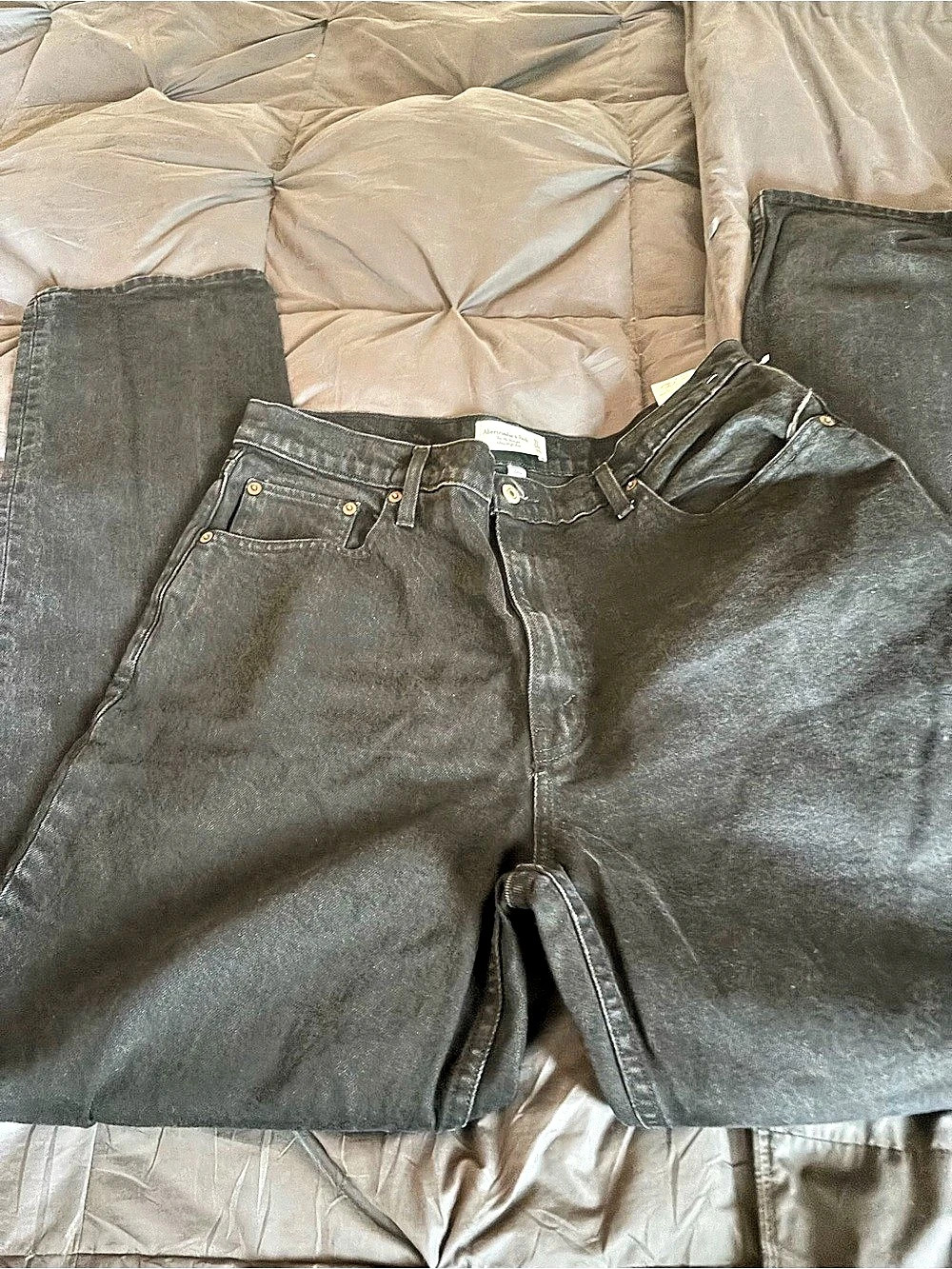 Abercrombie & Fitch High Rise Straight Black Jeans Waist 32